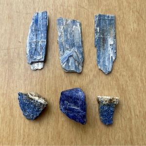 Kyanite 3 Pieces Lapis Lazuli 3 Pieces, Set Of 6 Crystals